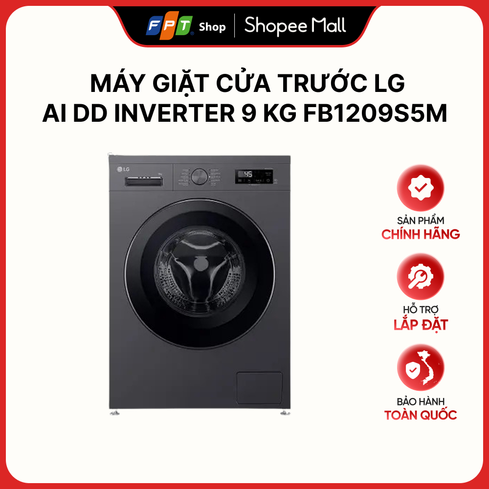 [Hàng chính hãng] Máy giặt cửa trước LG AI DD Inverter 9 kg FB1209S5M