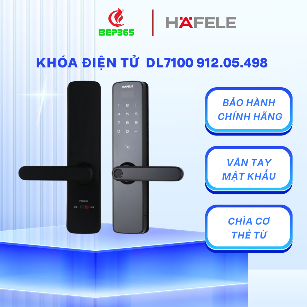 Khóa điện tử Hafele DL7100 912.05.498 - Mở Bằng Vân Tay, Mã Số, Thẻ Từ