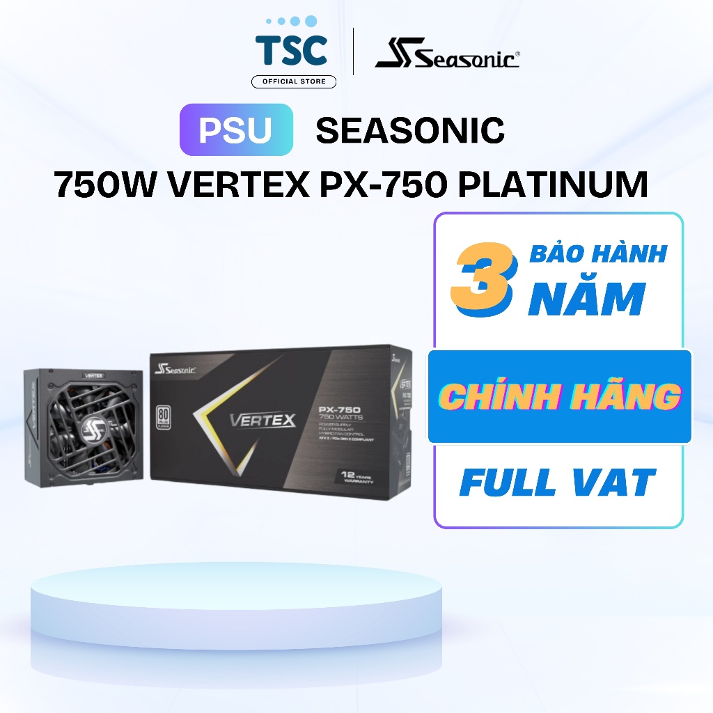 [Full VAT] Nguồn Seasonic 750W Vertex PX-750 ATX 3.0 PCIE 5.0 80 Plus Platinum - BH 3 năm