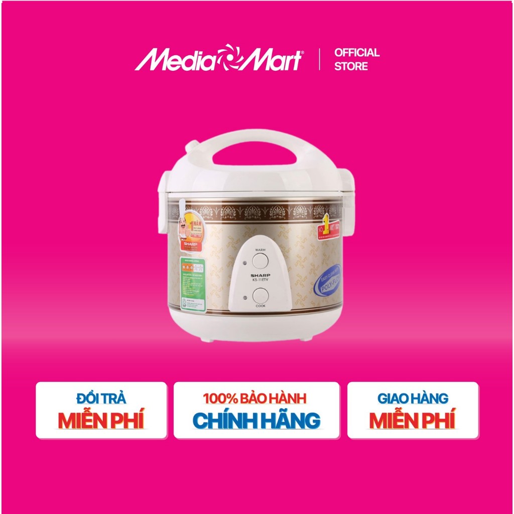 [SieuthiMediaMart] Nồi cơm điện Sharp KS-11ETV BH chính hãng-Ship0đ