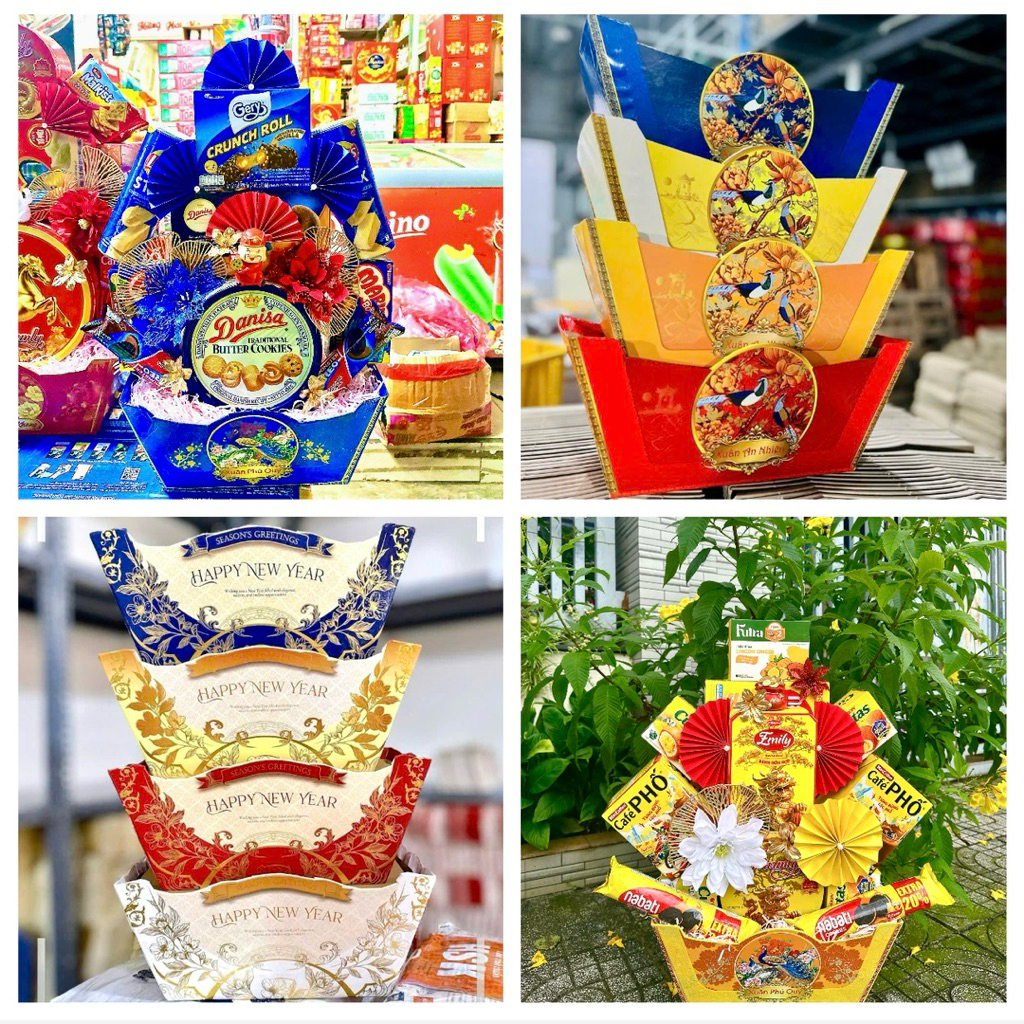 Set Phụ Kiện Khay Thuyền + Màng Co Giỏ, Khay Thuyền TẾt, Giỏ Quà TẾt Cao Cấp, Giỏ Quà, Khay Thuyền -