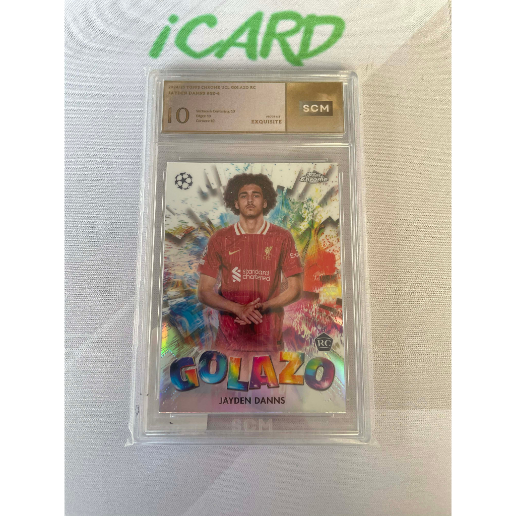 Thẻ bóng đá N205 Jayden Danns Liverpool FC Golazo RC Slab SCM 10 Topps Chrome UCL 2024/25