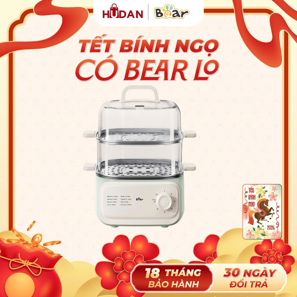 Nồi hấp điện đa năng Bear EFS-4H30D 2 tầng 10,3L tiện lợi  bảo hành 18 tháng