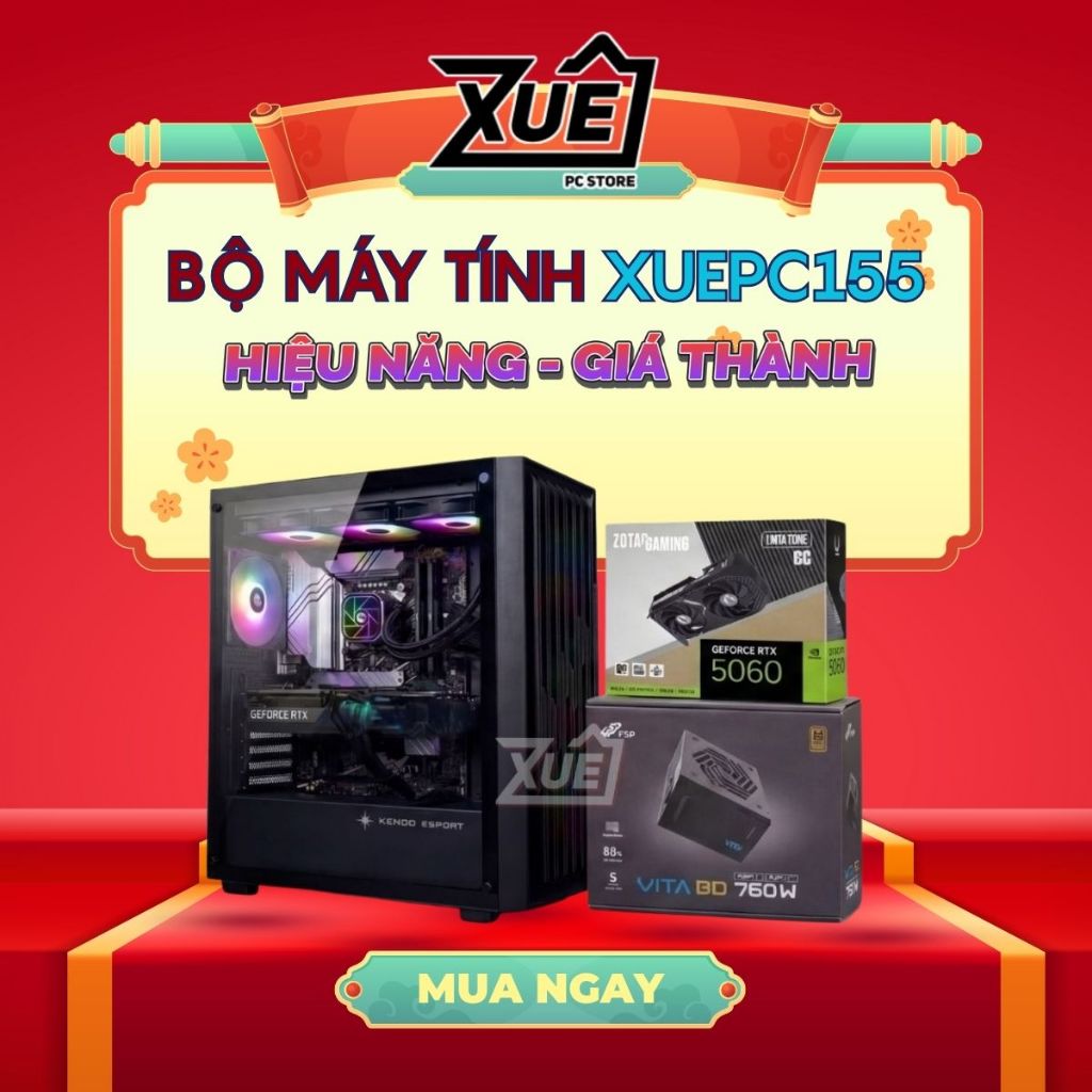 (XUEPC155-G) Bộ Máy Tính PC Gaming Intel Core I7 14700KF VGA RTX 5060 8GB RAM DDR5 | Chơi Game, Live