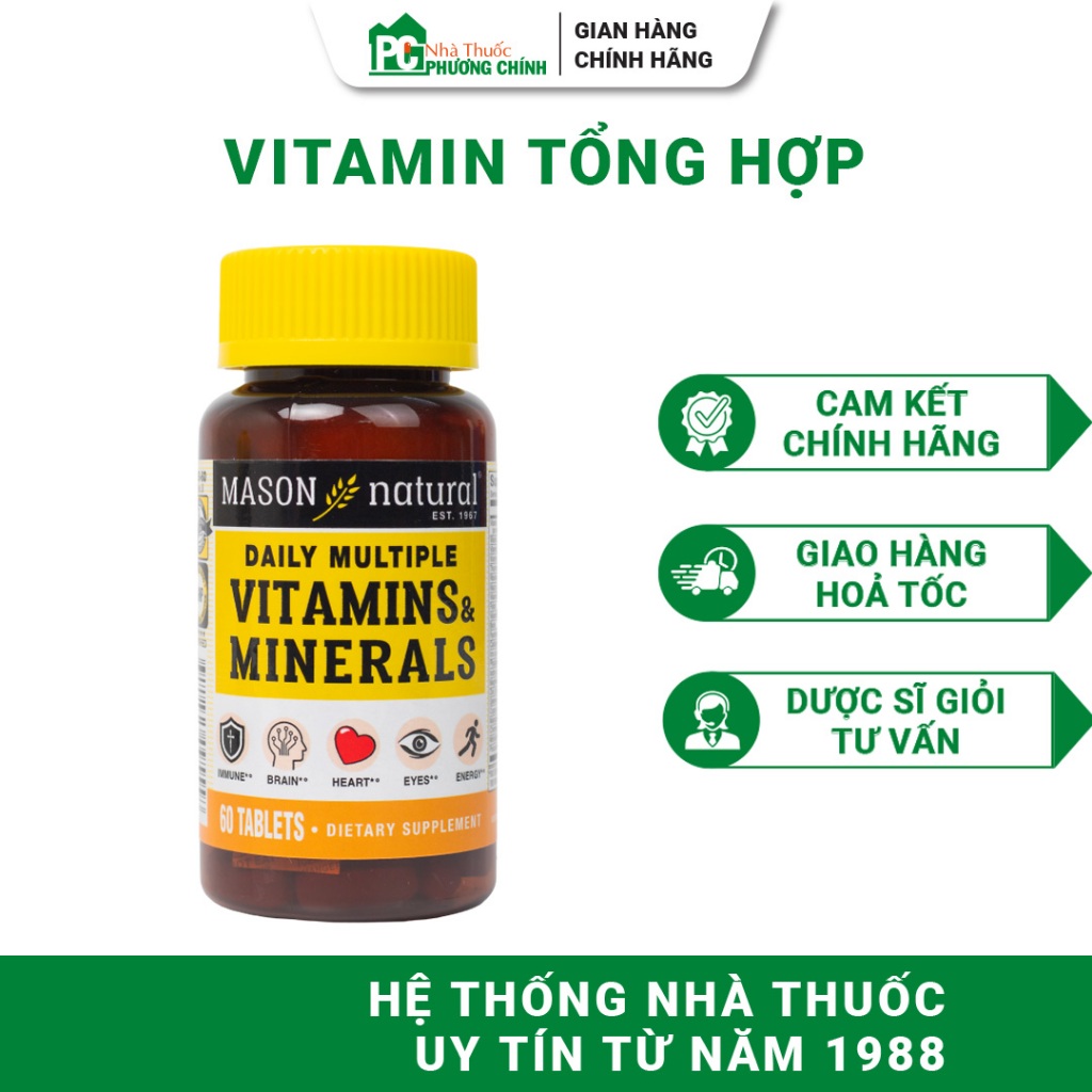 Vitamin Tổng Hợp Mason Natural Daily Multiple Vitamins With Minerals 60 Viên/Hộp