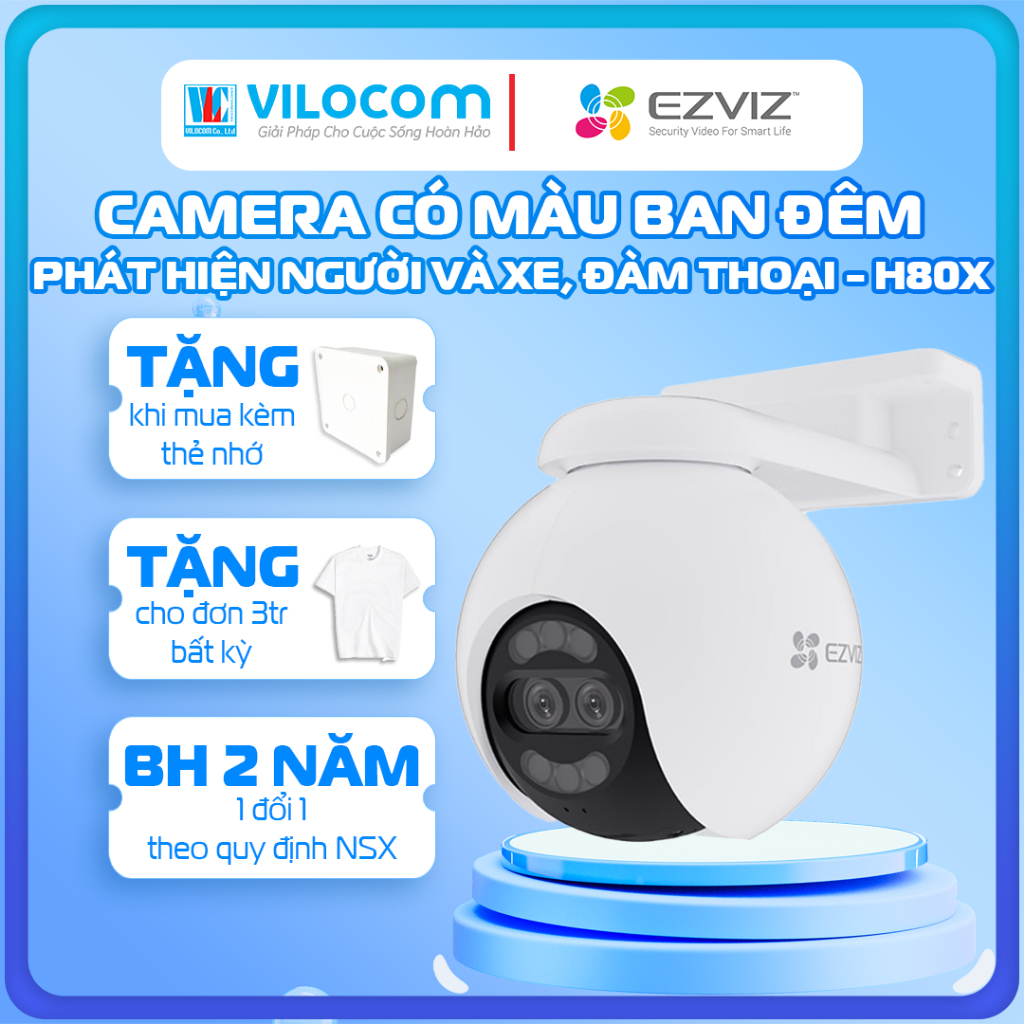 Camera ống kính kép Ezviz H80x 8MP+2MP chính hãng, màu ban đêm, xoay 360 độ - Hàng Chính Hãng