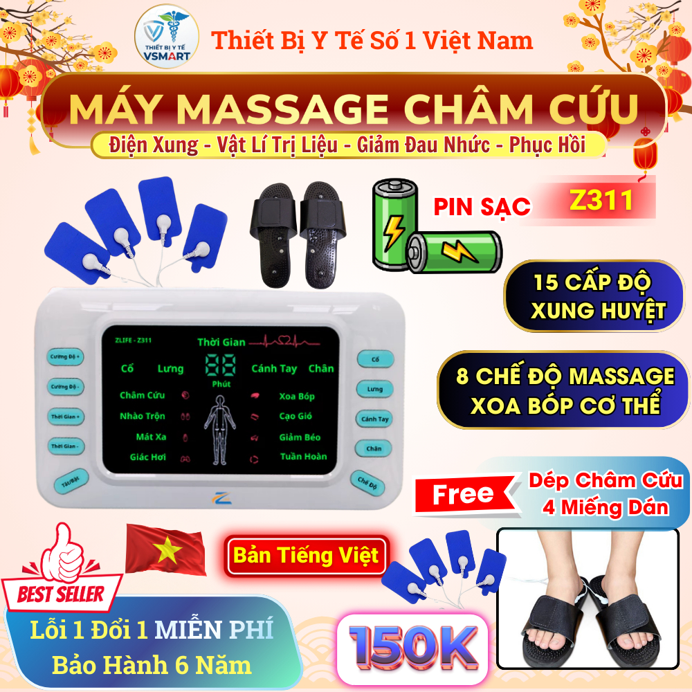 Máy Massage Xung Điện Trị Liệu Vật Lí, Máy Mát Xa Châm Cứu Tiếng Việt Z311 Giảm Nhức Mỏi Toàn Thân