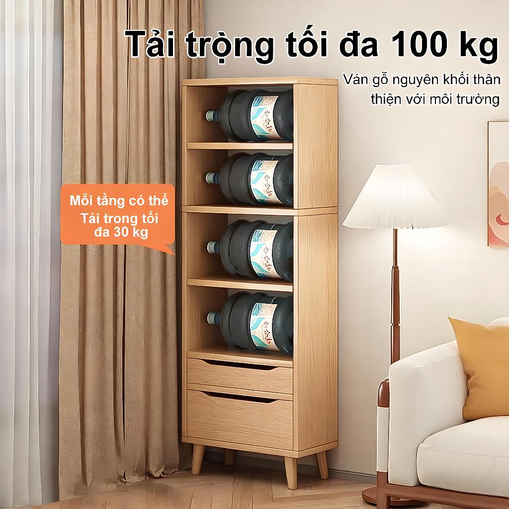 Kệ Sách Gỗ Tự Nhiên Đa Tầng Có Ngăn Kéo Gỗ Sồi Nguyên Tấm Dày120mm Thiết Kế Hẹp Tiết Kiệm Không Gian | BigBuy360 - bigbuy360.vn
