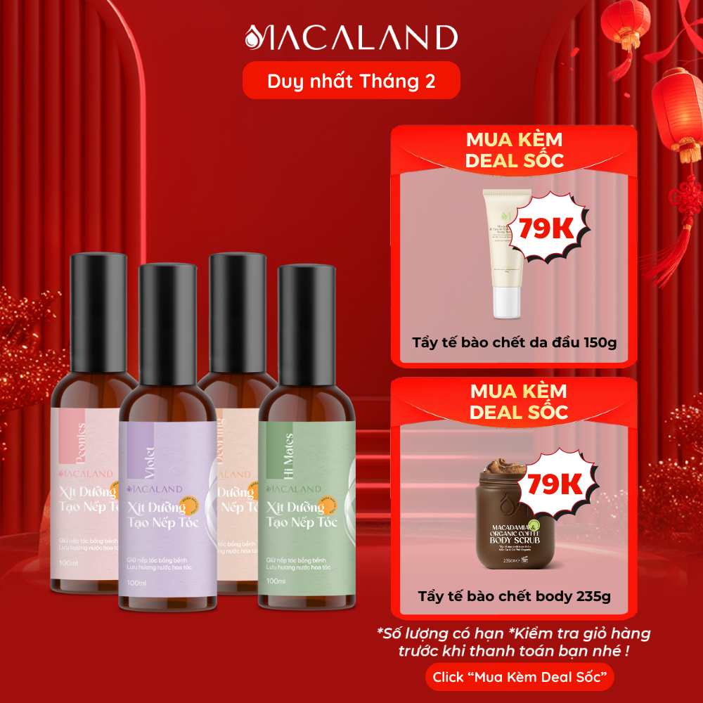 Xịt giữ nếp tạo kiểu dưỡng tóc 3in1 MACALAND 100ml lưu hương nước hoa, không khô cứng tóc