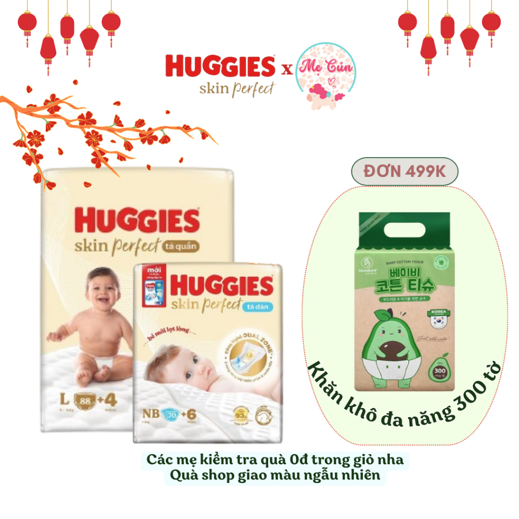 TÃ DÁN, TÃ QUẦN HUGGIES SKIN PERFECT NB70+6, S80+2, M76+3, Tã quần M98+4, L88+4, XL72+4, XXL64+4 mỏng 2mm