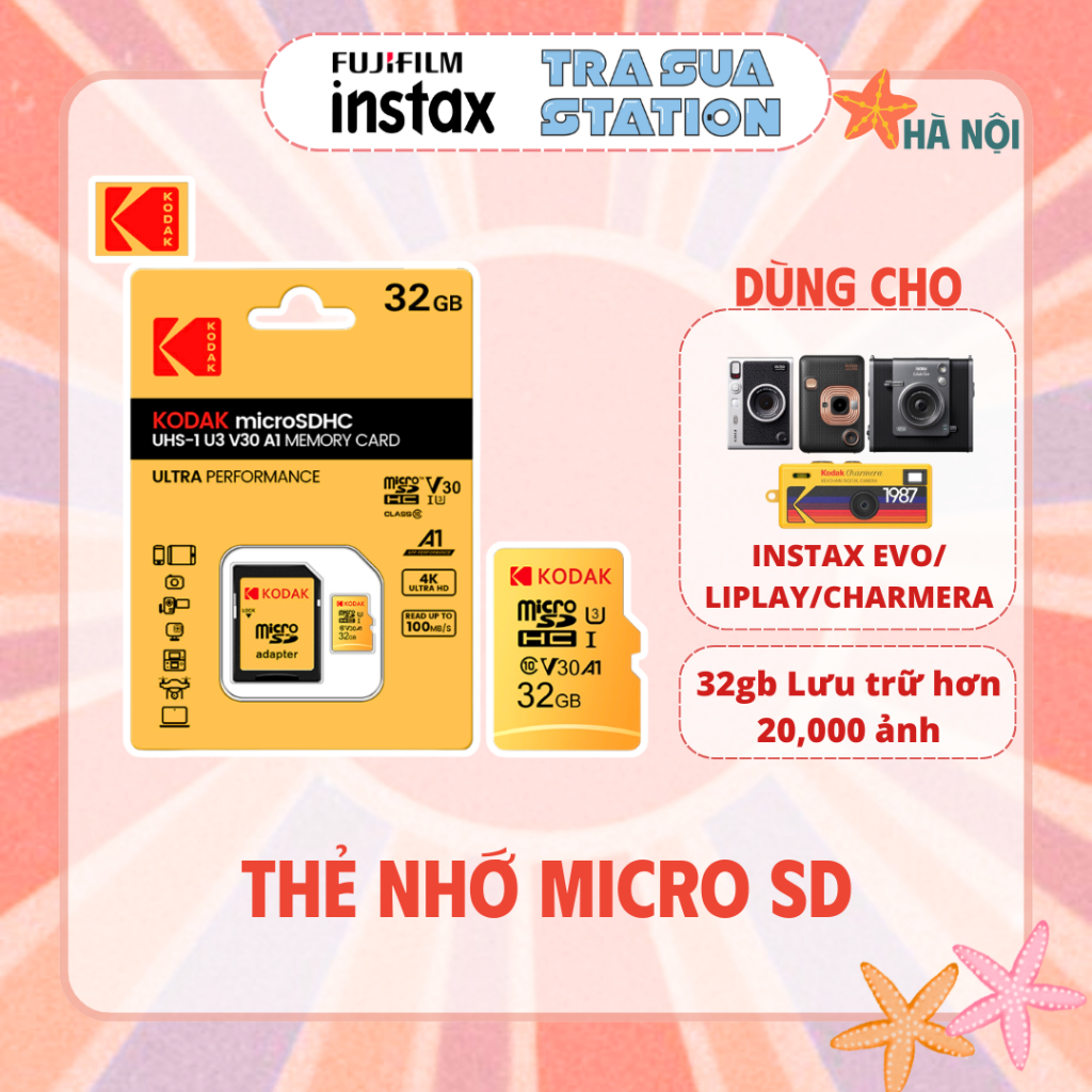Thẻ Nhớ KODAK Micro SD 32GB/ 64GB Class 10 UHS-1 U3 4K Tốc Độ Cao Chính Hãng