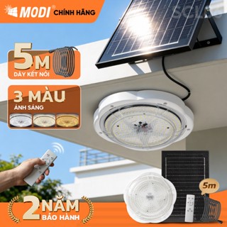 Đèn Ốp Trần Năng Lượng Mặt Trời MODI SOLAR, Đèn Led Ốp Trần 3 Màu Ánh Sáng, Điều Khiển Từ Xa
