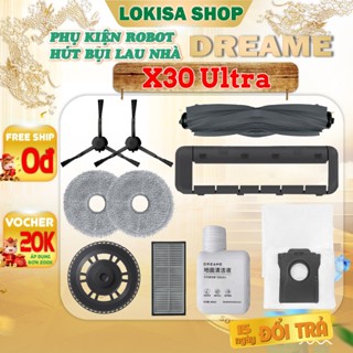 Phụ kiện Robot hút bụi Dreame X30 Ultra - Chổi cạnh, màng lọc bụi, túi chứ rác, giẻ lau thay thế cho robot X30 Ultra