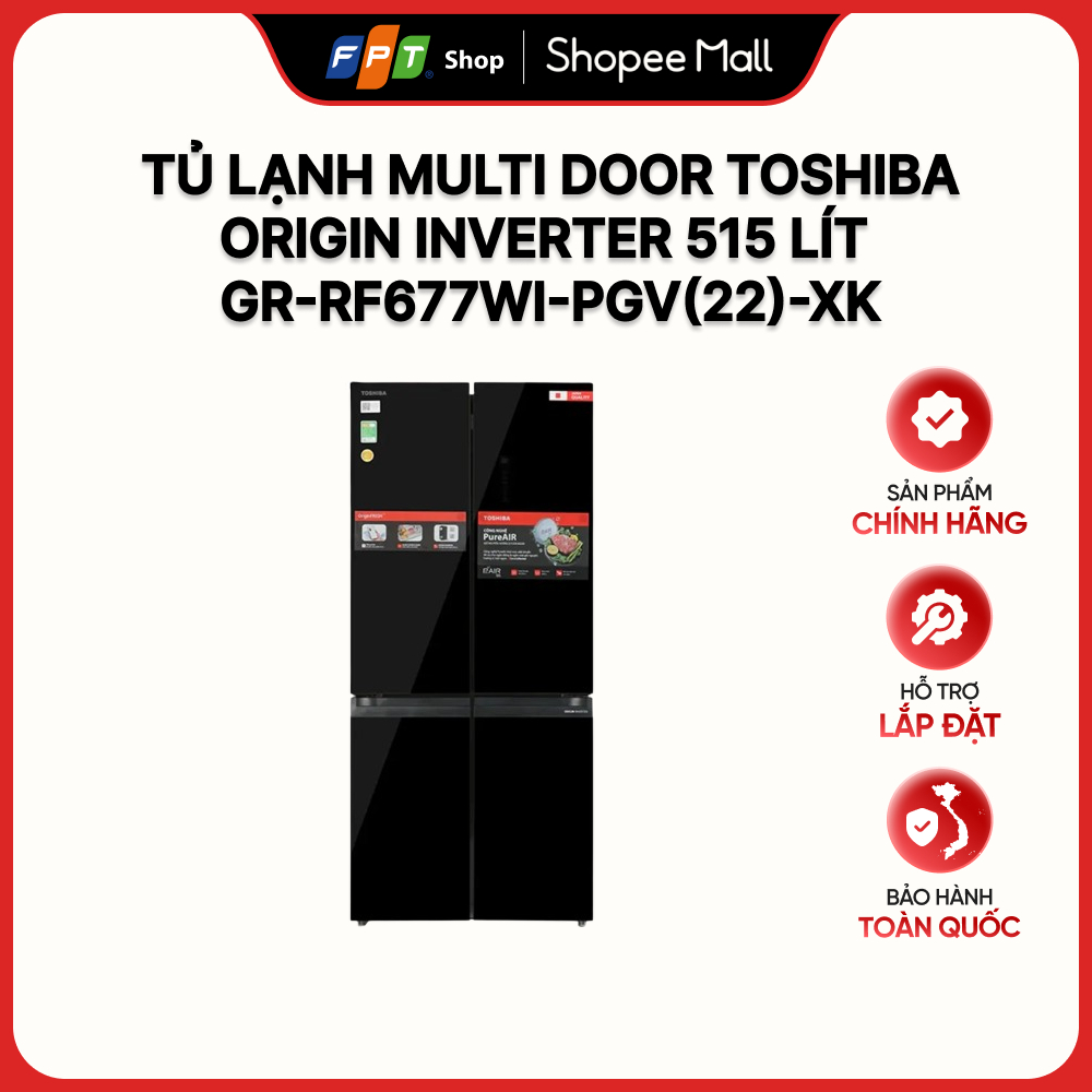 [Hàng chính hãng] Tủ lạnh Toshiba Inverter Multi Door 515 lít GR-RF677WI-PGV(22)-XK