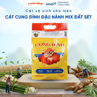 Cát vệ sinh cho mèo Cung Đình Vinapet đậu nành mix đất sét xả toilet siêu vón cục ít bụi 6L/ 2.4kg