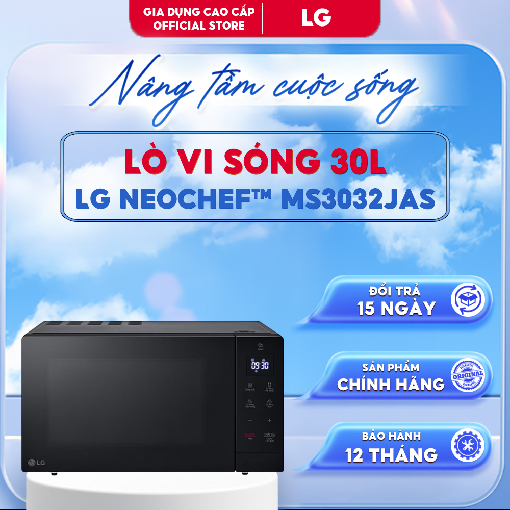 Lò Vi Sóng LG NeoChef™ MS3032JAS | 900W 30L | Công nghệ EasyClean™ | Điều Khiển Cảm Ứng Tiện Lợi | B