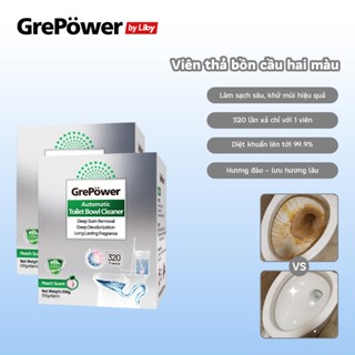 Viên Thả Bồn Cầu Hai Màu Grepower By Liby | Khử mùi hôi,1 viên xả lên tới 320 lần, diệt khuẩn tới 99.9%, hương đào