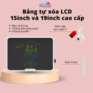 Bảng vẽ tự xóa điện tử, bảng viết vẽ thông minh cỡ lớn 15,19 inch màn hình LCD đa sắc đồ họa đẹp kèm bút dạy học