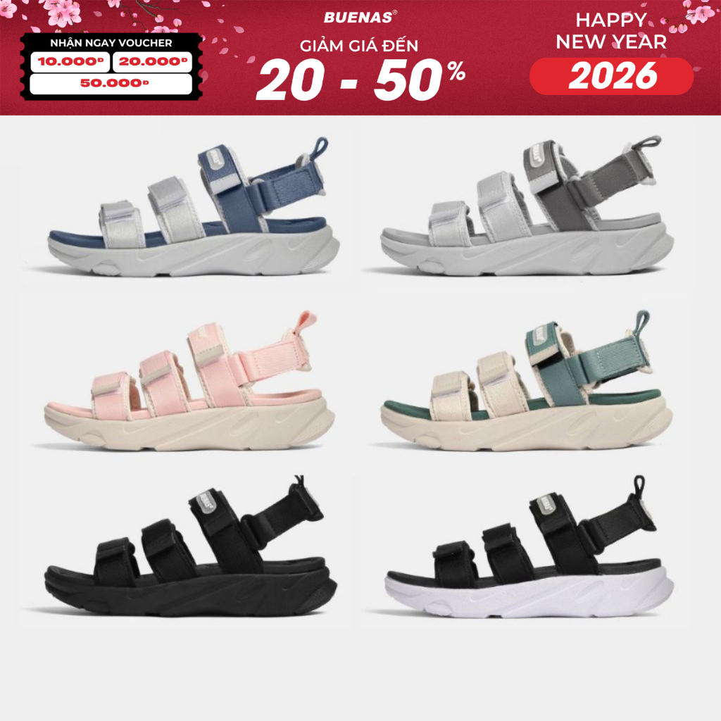 [MẪU MỚI] Giày sandal Buenas TRIPZ 2626 - dép quai hậu nam nữ unisex đi học quai ngang đế cao 4cm