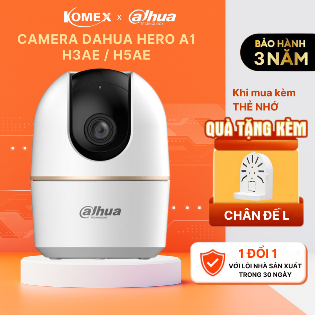Camera DAHUA trong nhà Hero A1 DH-H3AE 3MP / DH-H5AE 5MP đàm thoại 2 chiều, báo động bằng còi hú