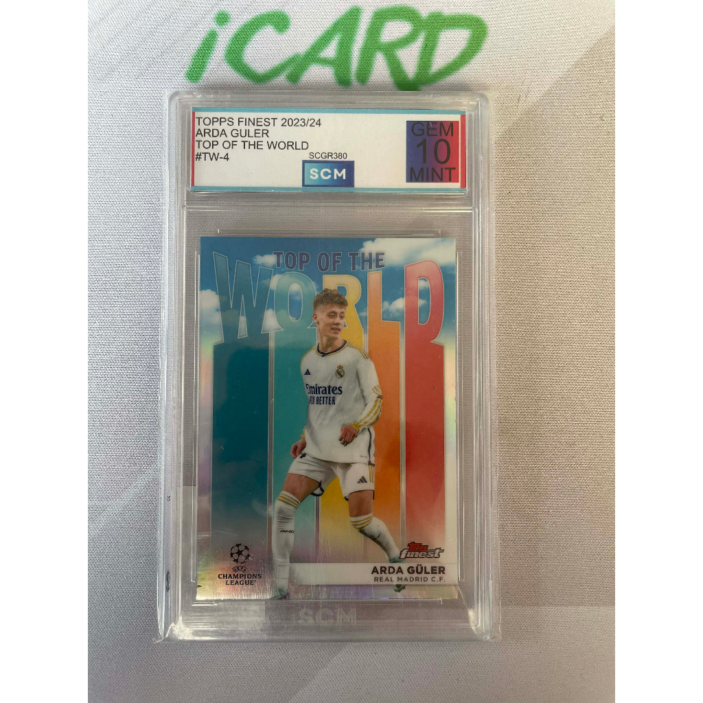 Thẻ bóng đá N214 Arda Guler Real Madrid Top of the World Slab SCM 10 Topps Finest 2023/24