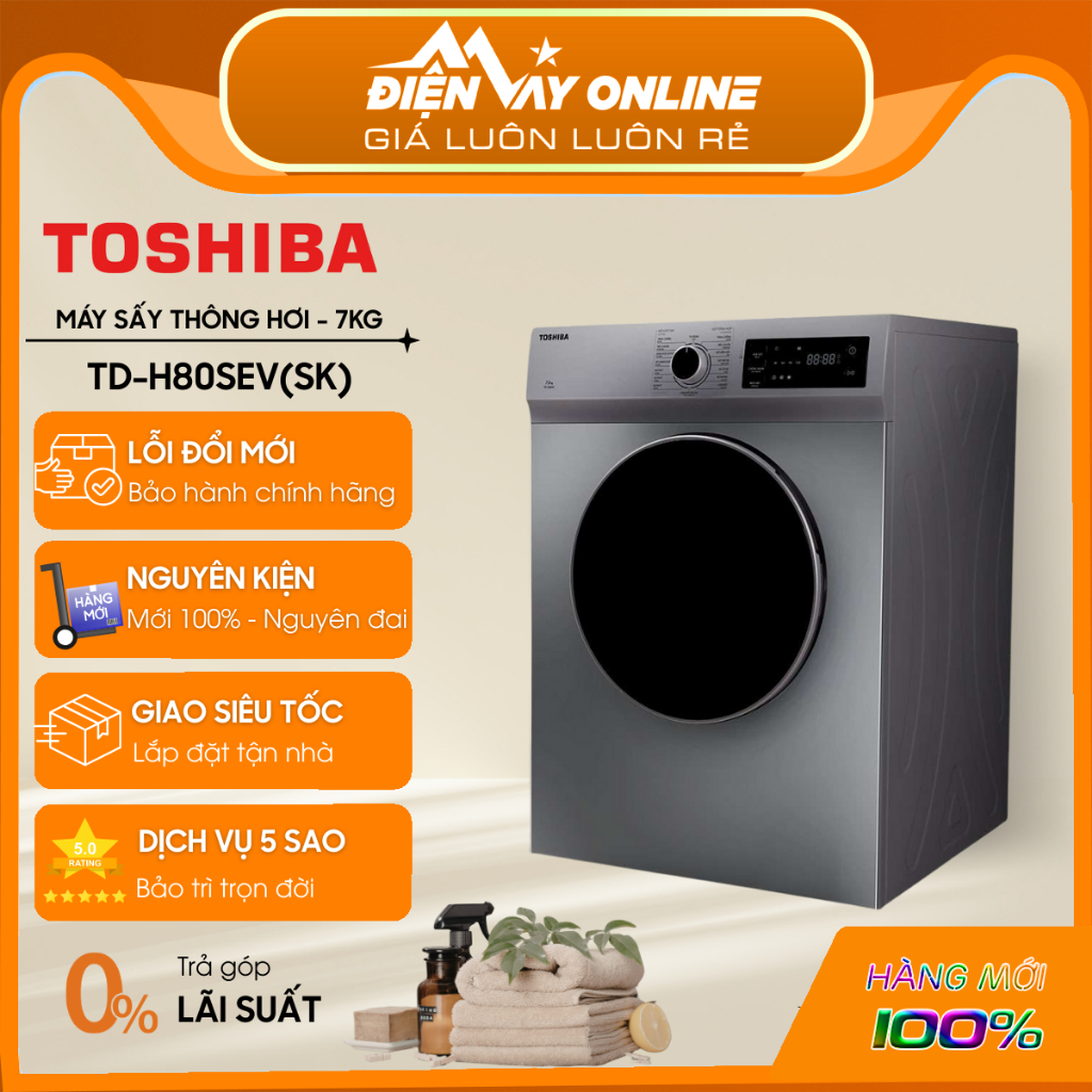 [GIAO TOÀN QUỐC] TD-H80SEV(SK) - Máy sấy quần áo Toshiba 7 kg TD-H80SEV(SK)