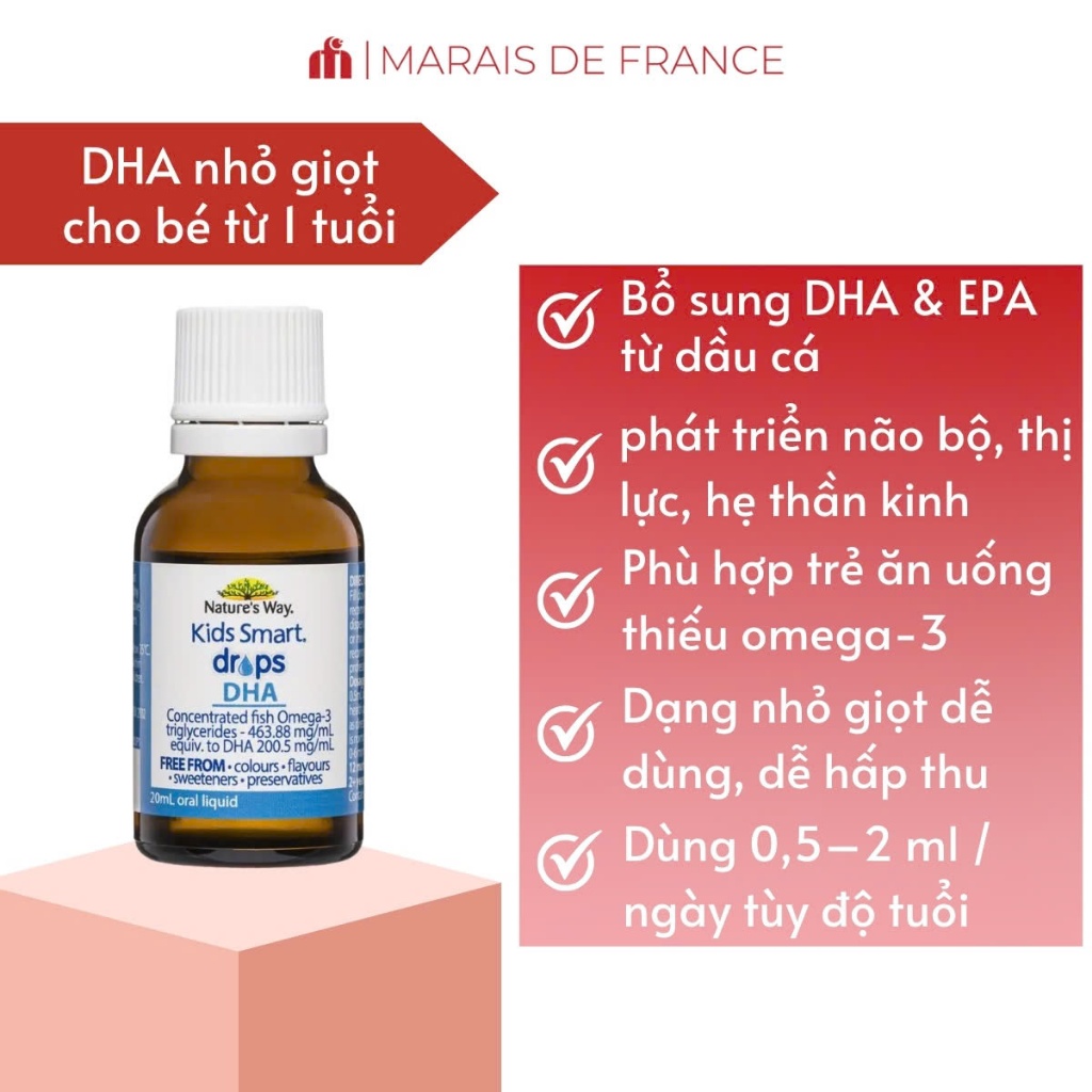 Nature’s Way Kids Smart DHA Drops 20ml Cho Trẻ Sơ Sinh & Trẻ Nhỏ – DHA Dạng Nhỏ Giọt Úc