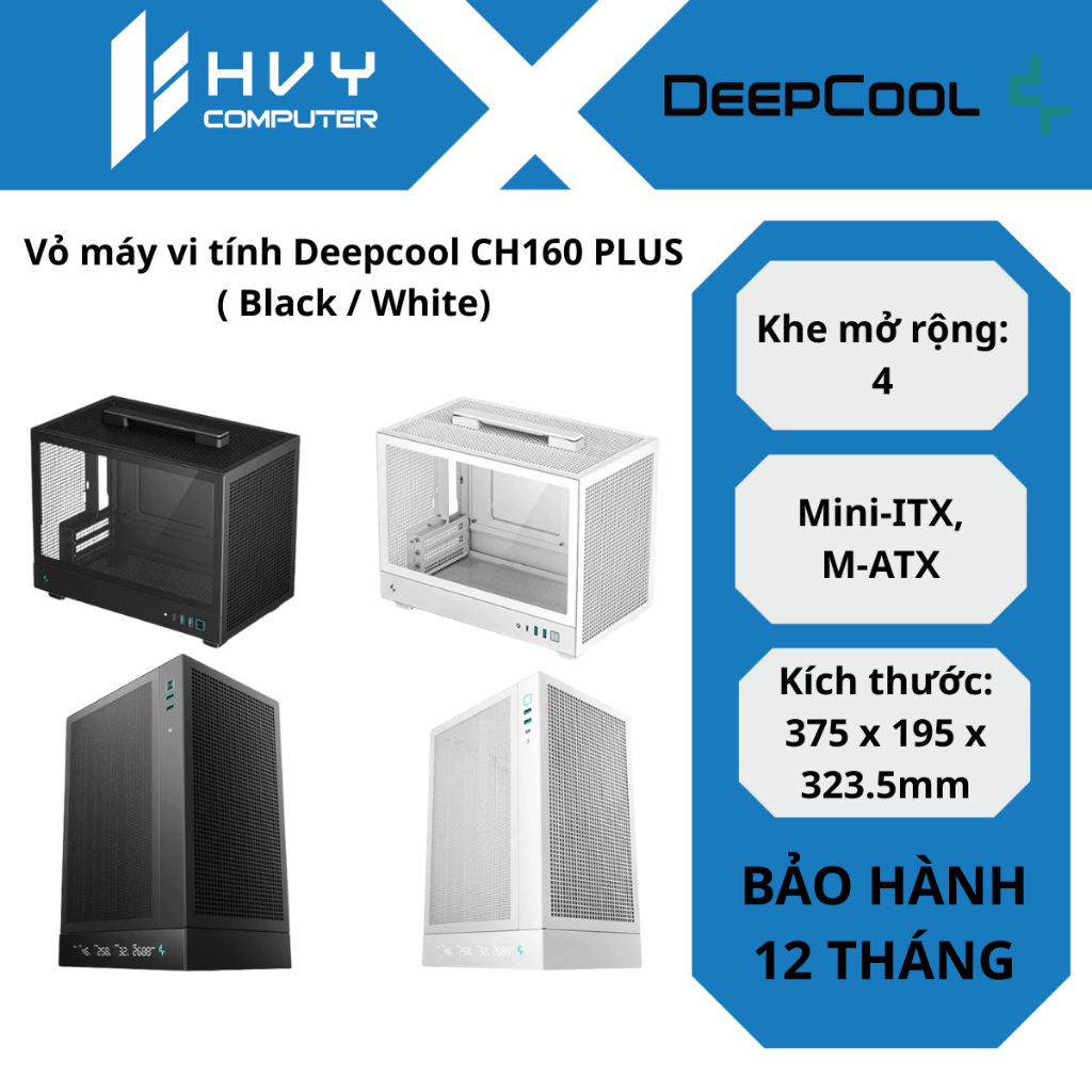 Vỏ máy vi tính Deepcool CH160 PLUS ( Black / White)  - Hàng Chính Hãng