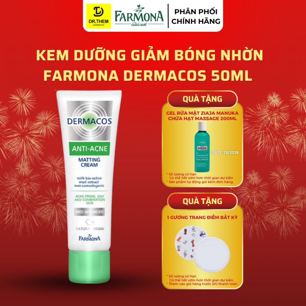 Dermacos Kem Dưỡng Giảm Bóng Nhờn, Ngừa Mụn Farmona Dermacos Anti Acne Matting Cream 50ml - Dr Thêm