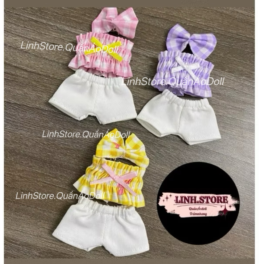 MẪU BỘ ÁO ỐNG NHÚNG KÈM NƠ TÓC DOLL BÉ GÁI 5IN