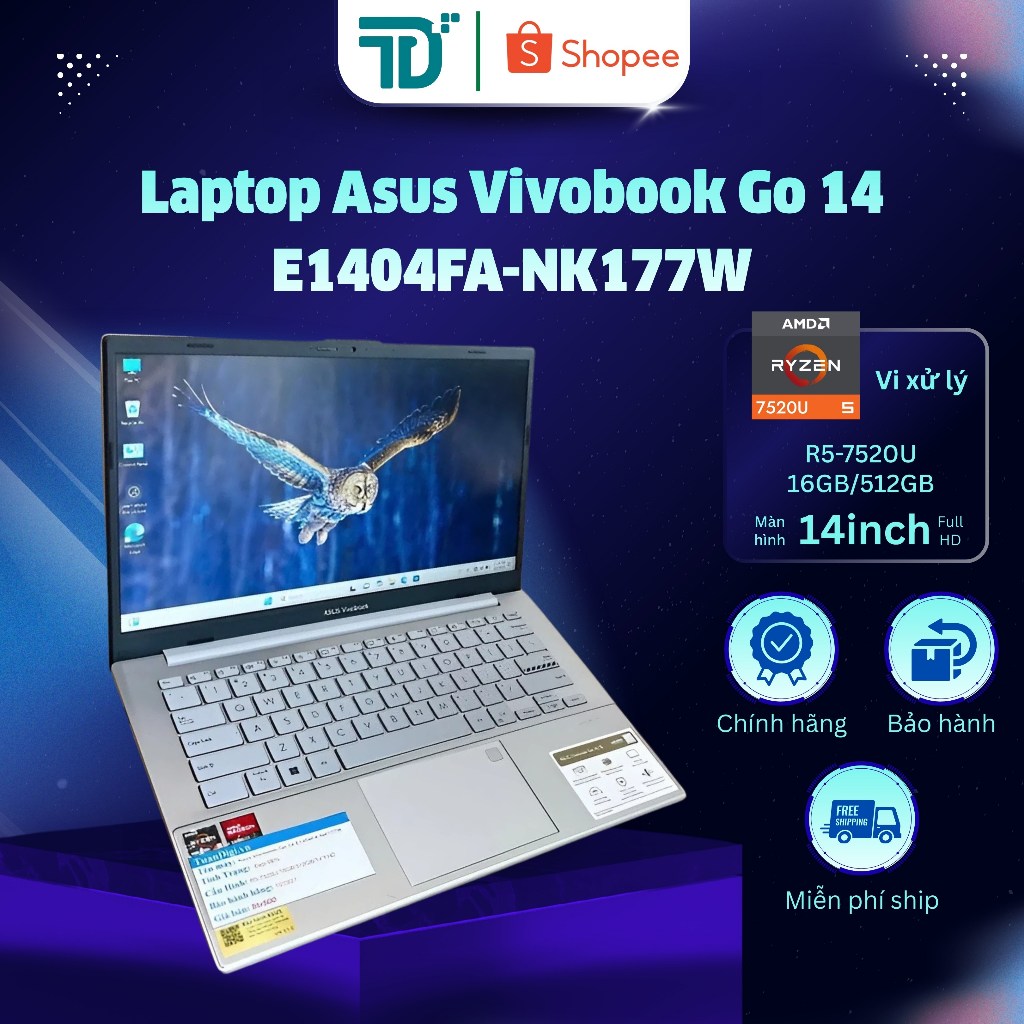 Laptop Asus Vivobook Go 14 E1404FA-NK177W R5-7520U/16GB/512GB - Laptop 99%