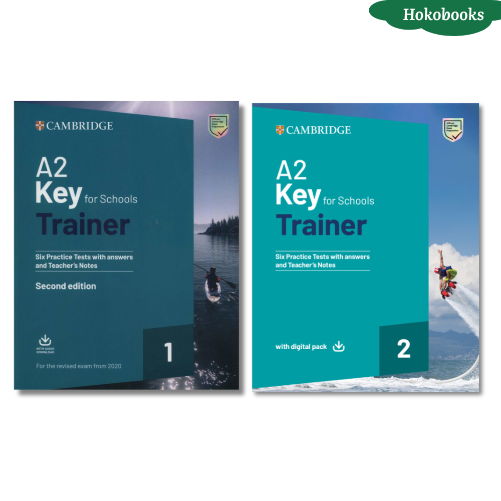 Sách - A2 Key for Schools Trainer 1,2 - Bản in đen trắng kèm đáp án, Tặng Audio mp3
