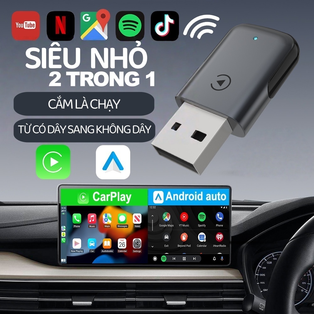 Bộ kết nối Carplay không dây Cronus carplay apple carplay không dây carplay không dây android auto k