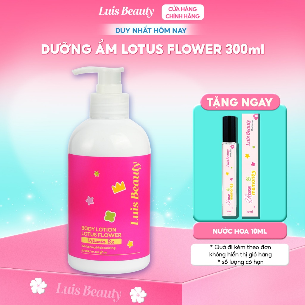 Sữa Dưỡng Thể Body Lotion Luis Beauty 300ml Dưỡng Ẩm Thanh Khiết, Hương Hoa Sen Tinh Tế