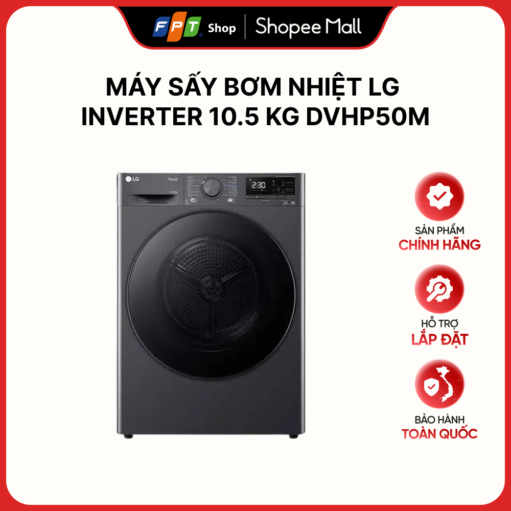 [Hàng chính hãng] Máy sấy bơm nhiệt LG Inverter 10.5 Kg DVHP50M