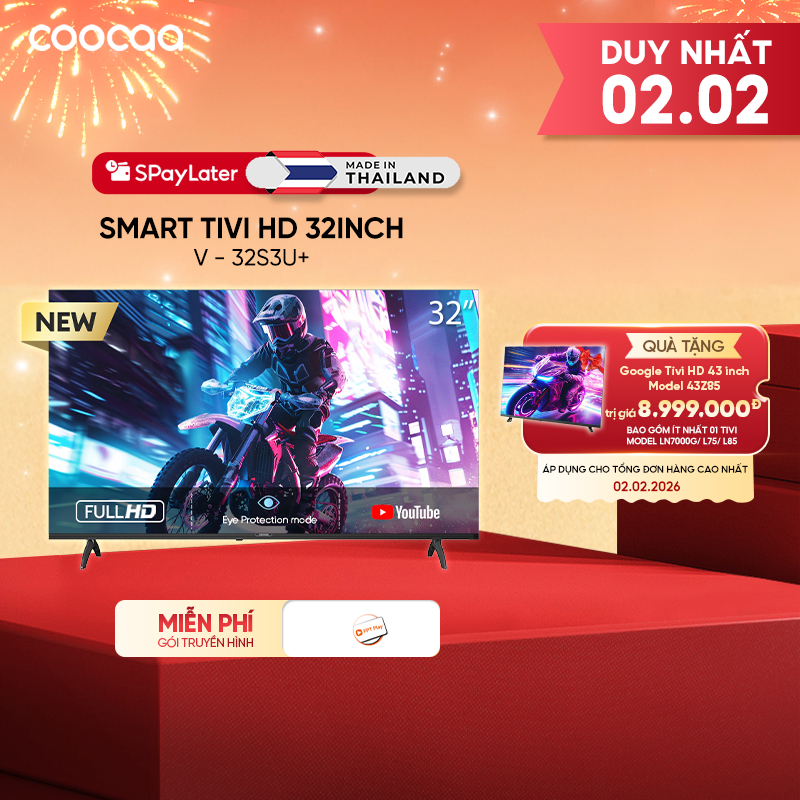 Smart TV HD Coocaa 32 Inch Wifi - Model 32S3U+