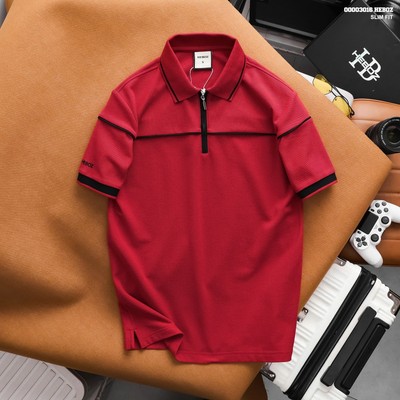 Áo polo nam HEBOZ Signature Zip 4M, áo thun nam cổ bẻ phối viền đơn giản - 00003016