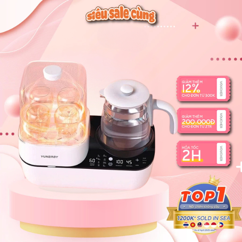 Máy Tiệt Trùng Sấy Khô Hơi Nước Yunbaby X16 Đun nước-Hâm sữa-Sấy khô-Rã đông-Hấp đồ ăn