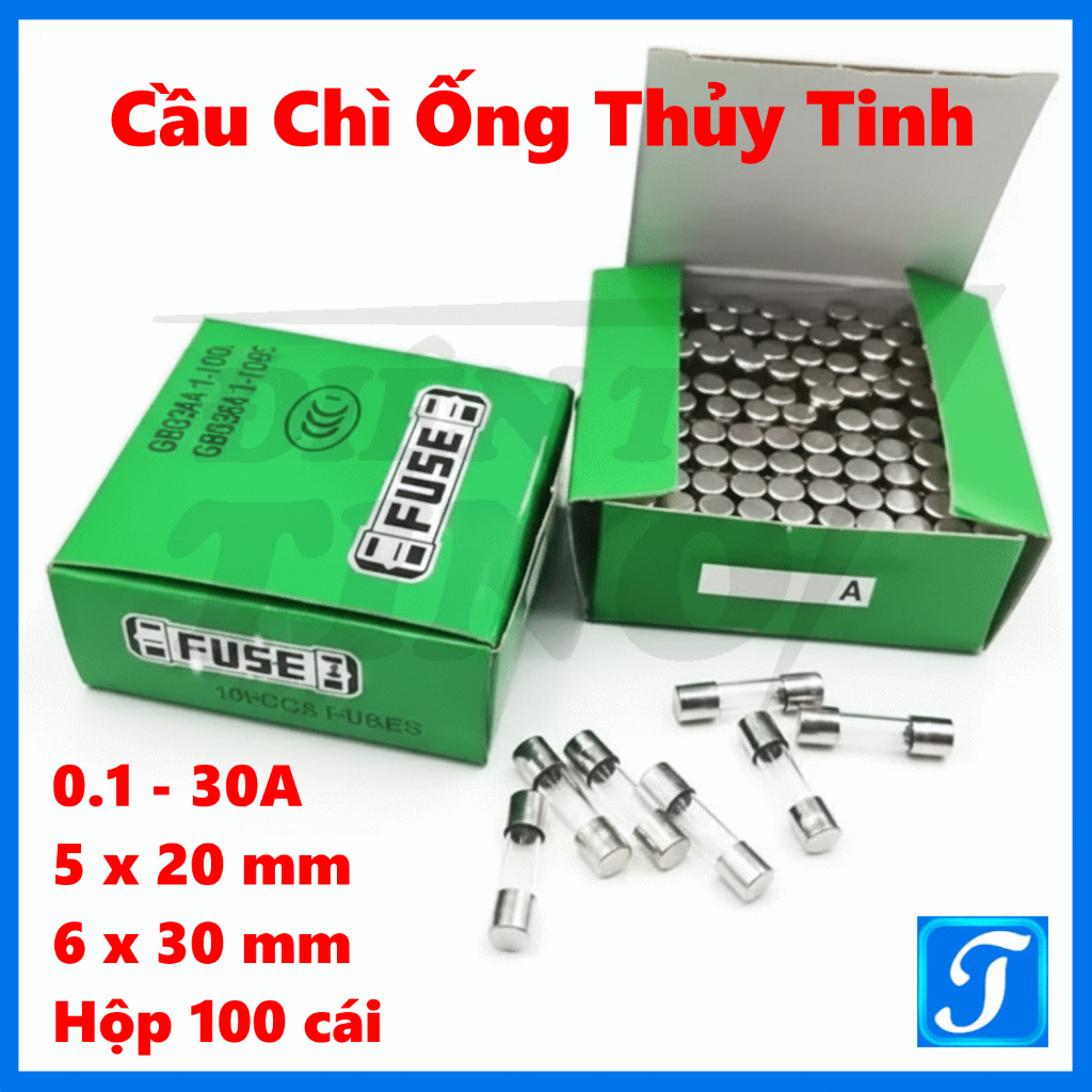 [Hộp 100 cái] Cầu Chì Ống Thủy Tinh 5x20mm 6x30mm/ Ruột Cầu Chì Fuse 250V 0.1A 0.5A 1A 2A 3A 4A 5A 1
