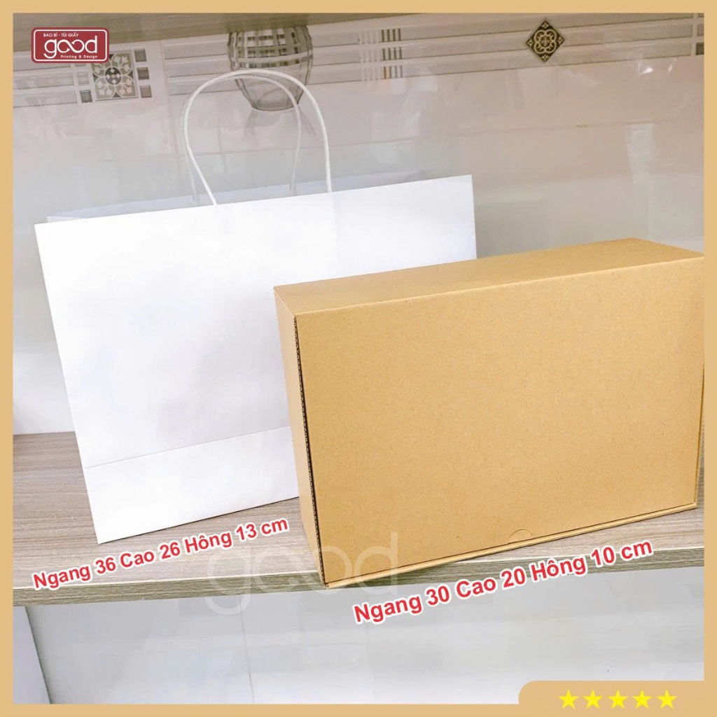 Combo túi và hộp đựng quà size to, túi hộp đựng giày dép nam nữ, hộp carton trắng to gói hàng túi gi