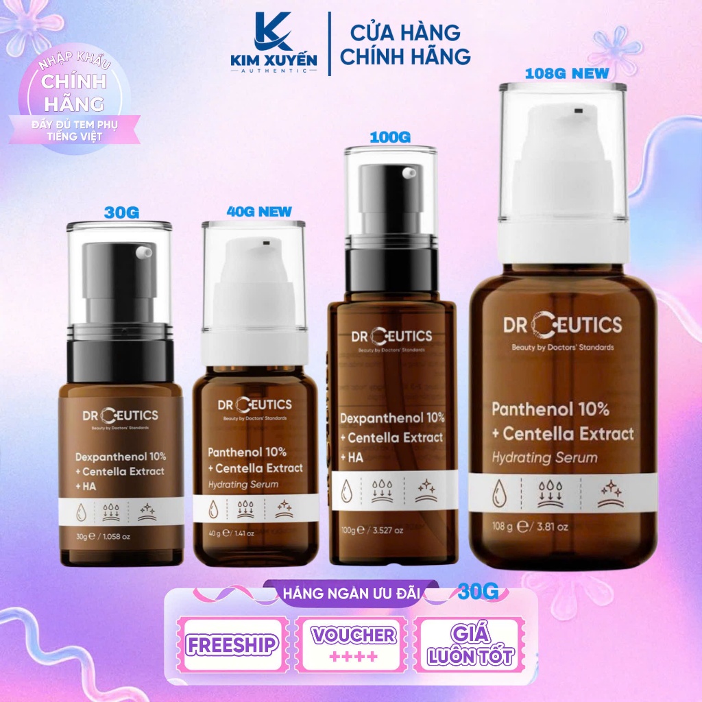 [B5 10%] Serum Dr Ceutics B5 Dexpanthenol 10% + Centella Extract + HA 30G / 40G / 100G / 108G