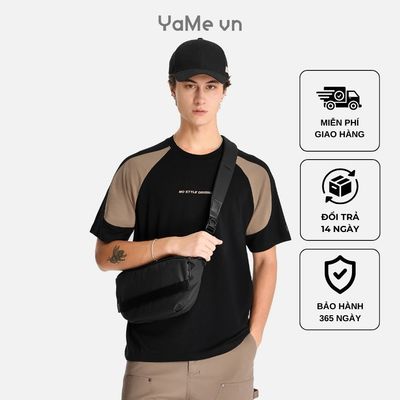 Áo Thun Nam Phối Màu FlexFit™ Co Giãn The No Style 105 Màu Be Xanh Lá Dáng Rộng Rãi F4 23396 |YaMe|