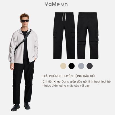 Quần Ống Rộng Co Giãn FlexFit™ Xếp Ly Đầu Gối Cử Động Thoải Mái The No Style 098 Dáng Vừa Vặn F3 23646 |YaMe|