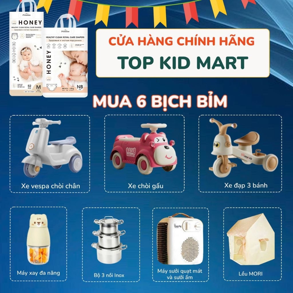 (Combo 6 bỉm Honey) Bỉm Tã HONEY Premium đủ size cho bé
