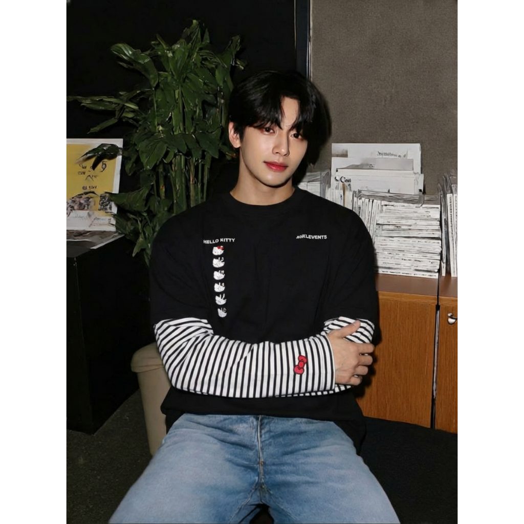 𝐋events 𝐱 𝐇ello 𝐊itty | Double Sleeves Oversized Tee/ Black