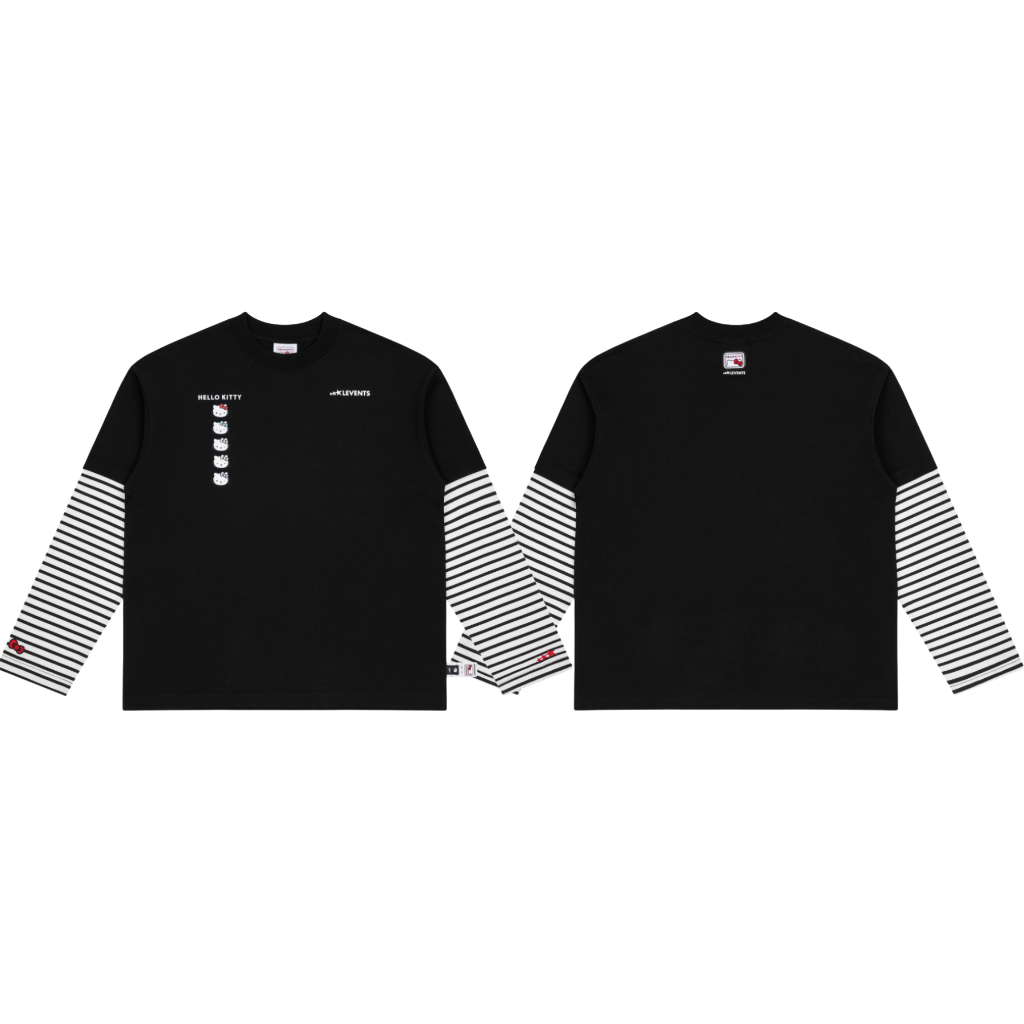 𝐋𝐄𝐕𝐄𝐍𝐓𝐒 𝐱 𝐇𝐄𝐋𝐋𝐎𝐊𝐈𝐓𝐓𝐘 | Double Sleeves Oversized Tee/ Black
