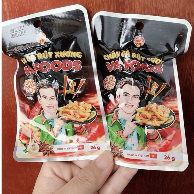 (kèm muối chấm) 40, 50, 60 chân gà rút xương Việt Anh Food 26g, chân gà có xương 40g vị tê cay