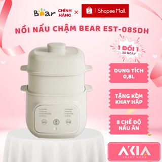 Nồi nấu chậm bear EST-085DH - Dung tích 800ml, Tặng kèm khay hấp, 8 chế độ nấu ăn - Bh 18 tháng
