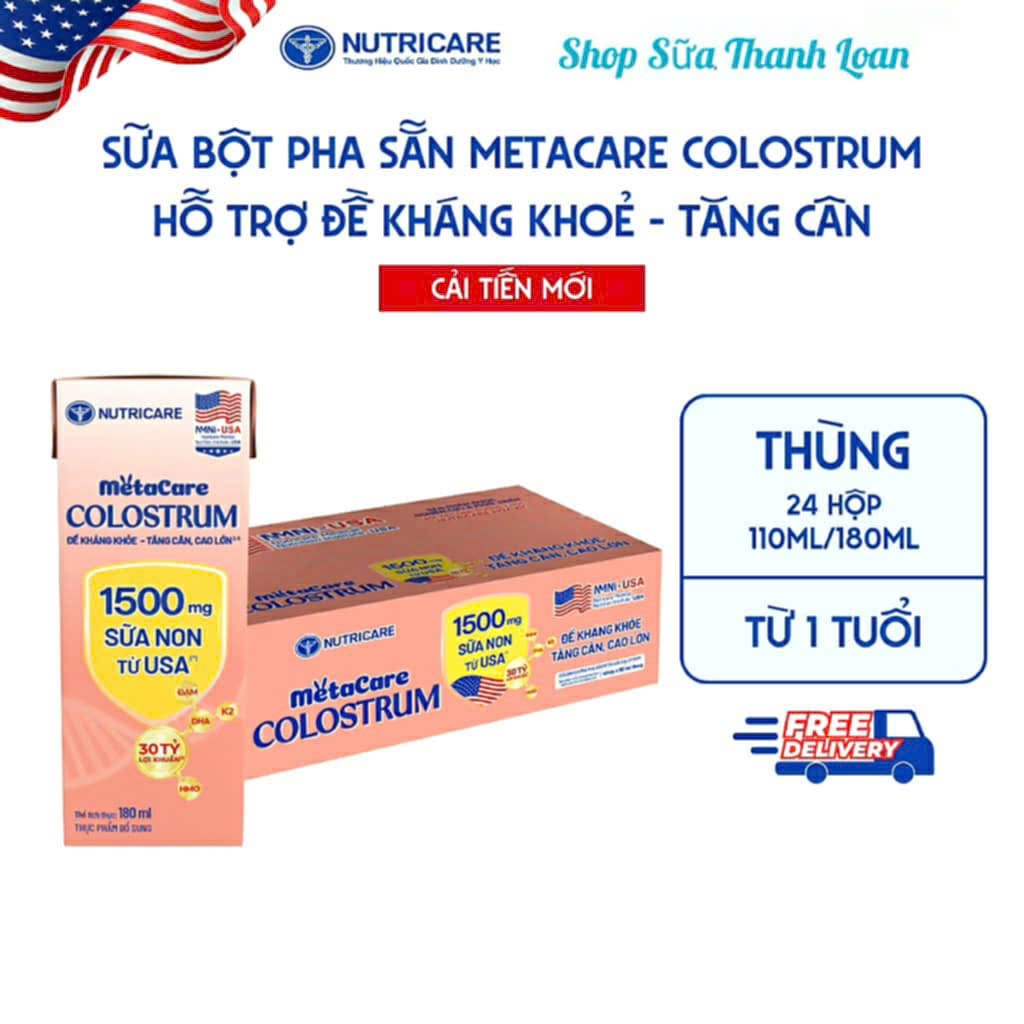 (HSD T9-2026) Thùng 24 Hộp Sữa Dinh Dưỡng Pha Sẵn Metacare Colostrum 110ml.