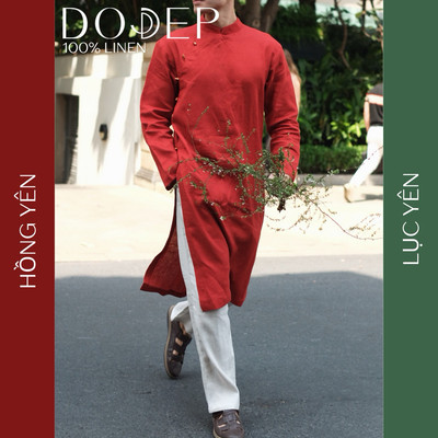 DODEP Áo dài nam linen 100%